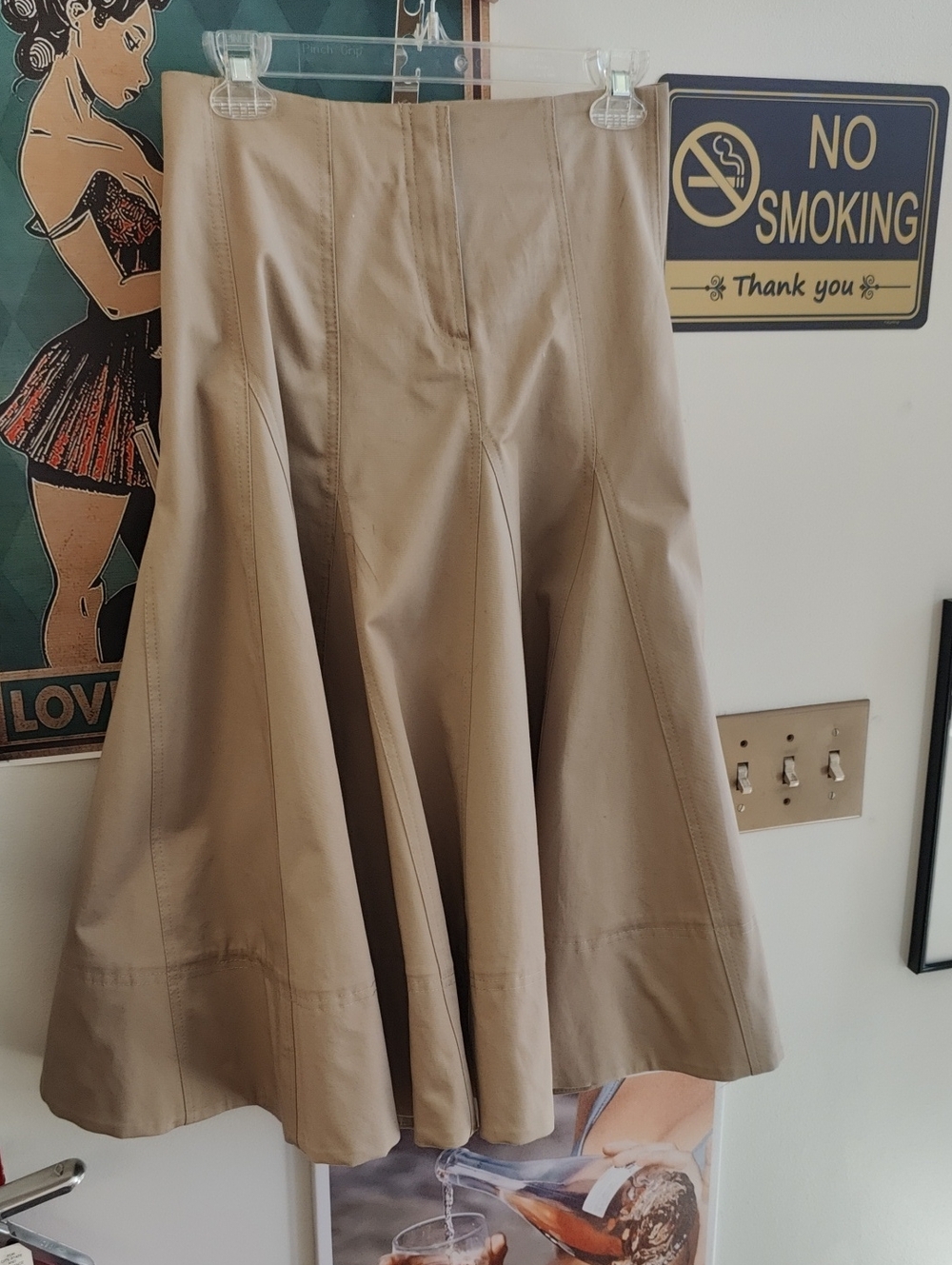 Zara Beige A-Line Flared Midi Skirt